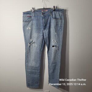 Tommy Hilfiger 36x30 Distressed Light Blue Denim Jeans Cotton